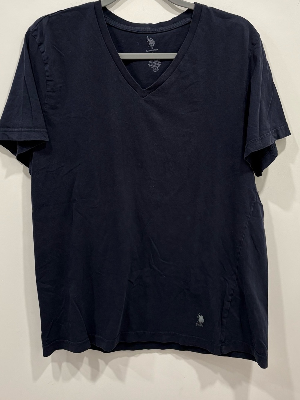 U.S. Polo Assn. Men's V-Neck Jersey v neck T-Shirt 100% cotton navy blue